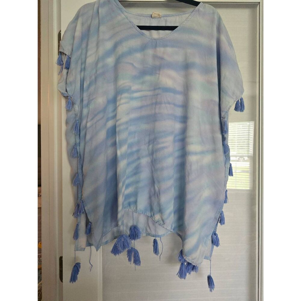 Women's Surf Gypsy Multicolor Tie Dye Blue Tassel Swim Cover-up‎ Size Small